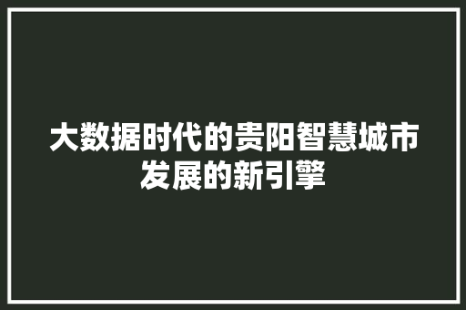 大数据时代的贵阳智慧城市发展的新引擎  第1张
