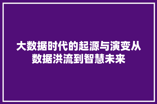 大数据时代的起源与演变从数据洪流到智慧未来  第1张