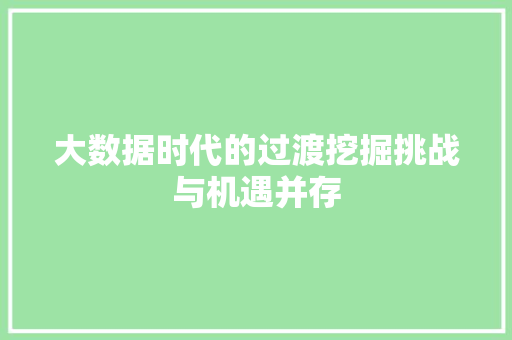 大数据时代的过渡挖掘挑战与机遇并存  第1张