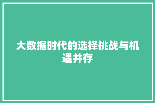 大数据时代的选择挑战与机遇并存  第1张