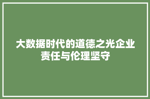 大数据时代的道德之光企业责任与伦理坚守