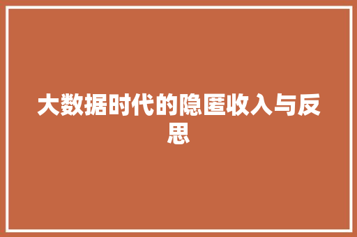 大数据时代的隐匿收入与反思