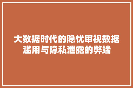 大数据时代的隐忧审视数据滥用与隐私泄露的弊端  第1张