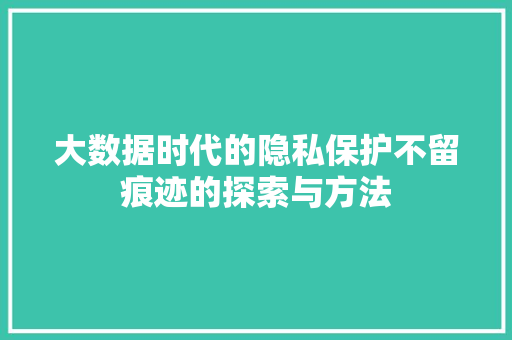 大数据时代的隐私保护不留痕迹的探索与方法  第1张