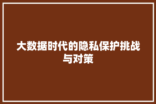 大数据时代的隐私保护挑战与对策  第1张