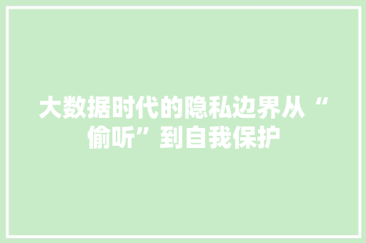 大数据时代的隐私边界从“偷听”到自我保护  第1张