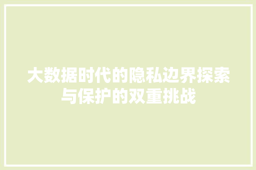 大数据时代的隐私边界探索与保护的双重挑战  第1张