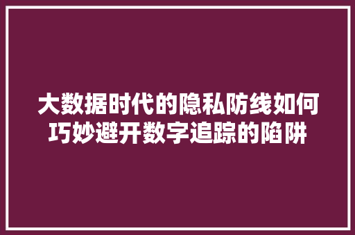 大数据时代的隐私防线如何巧妙避开数字追踪的陷阱