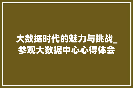 大数据时代的魅力与挑战_参观大数据中心心得体会  第1张