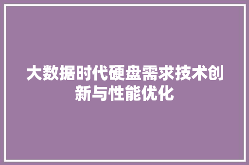 大数据时代硬盘需求技术创新与性能优化  第1张