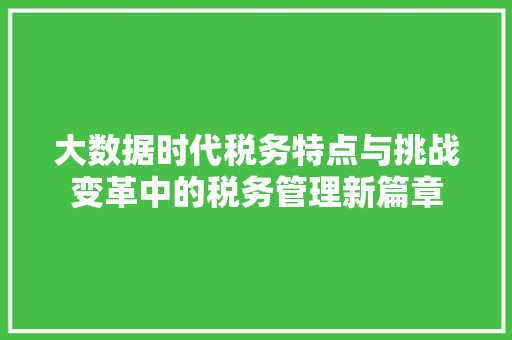 大数据时代税务特点与挑战变革中的税务管理新篇章  第1张