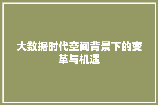 大数据时代空间背景下的变革与机遇  第1张