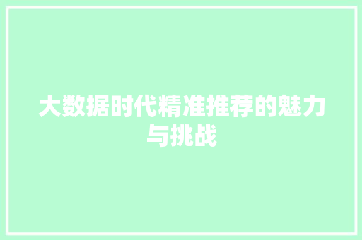 大数据时代精准推荐的魅力与挑战