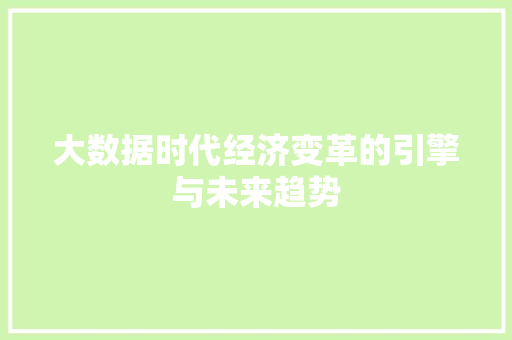大数据时代经济变革的引擎与未来趋势  第1张