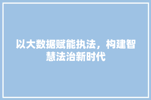以大数据赋能执法，构建智慧法治新时代