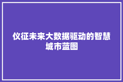 仪征未来大数据驱动的智慧城市蓝图