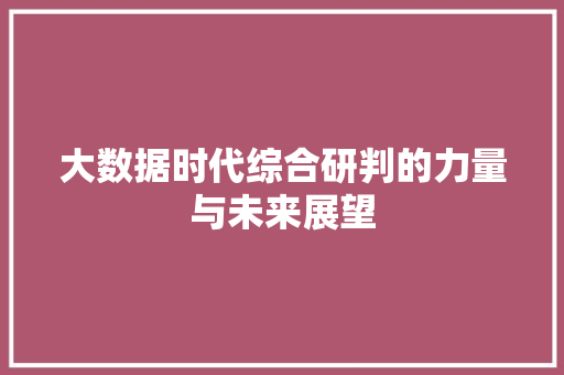 大数据时代综合研判的力量与未来展望  第1张