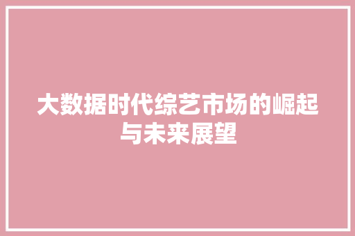 大数据时代综艺市场的崛起与未来展望
