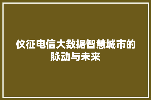 仪征电信大数据智慧城市的脉动与未来