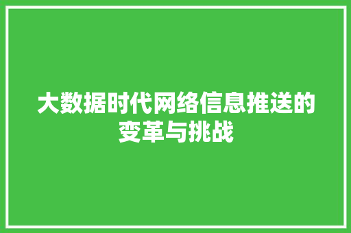 大数据时代网络信息推送的变革与挑战  第1张