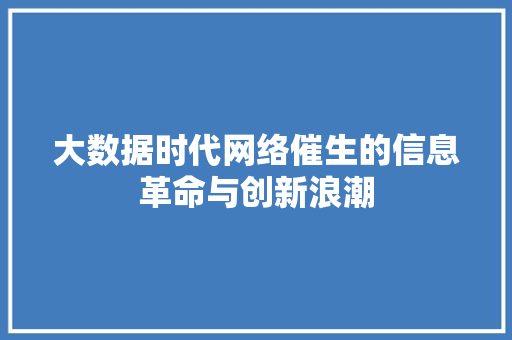大数据时代网络催生的信息革命与创新浪潮  第1张