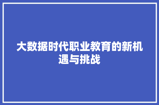 大数据时代职业教育的新机遇与挑战