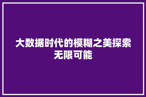 大数据时代的模糊之美探索无限可能  第1张
