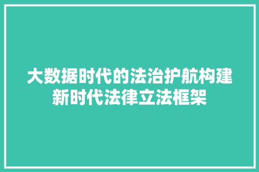 大数据时代的法治护航构建新时代法律立法框架  第1张