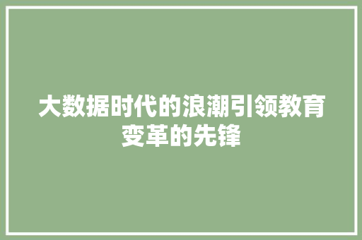 大数据时代的浪潮引领教育变革的先锋  第1张