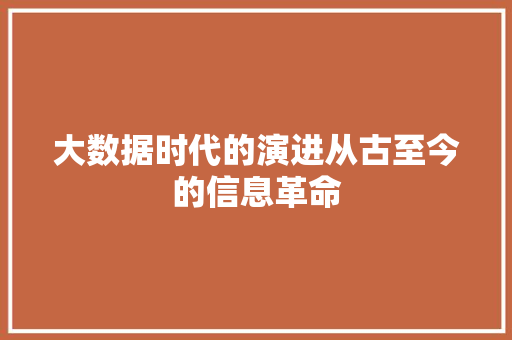 大数据时代的演进从古至今的信息革命  第1张