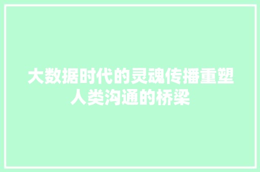 大数据时代的灵魂传播重塑人类沟通的桥梁  第1张
