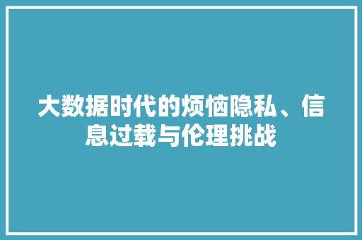 大数据时代的烦恼隐私、信息过载与伦理挑战  第1张