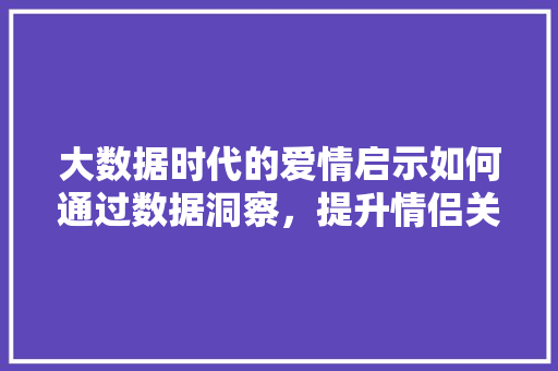 大数据时代的爱情启示如何通过数据洞察，提升情侣关系  第1张