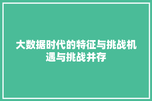 大数据时代的特征与挑战机遇与挑战并存  第1张