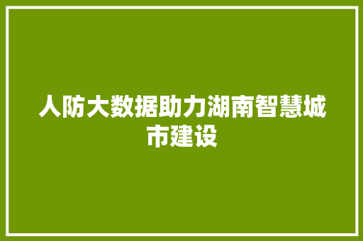 人防大数据助力湖南智慧城市建设  第1张