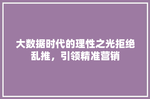 大数据时代的理性之光拒绝乱推，引领精准营销  第1张
