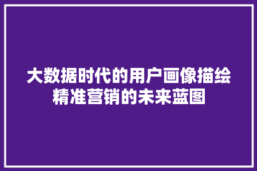 大数据时代的用户画像描绘精准营销的未来蓝图  第1张