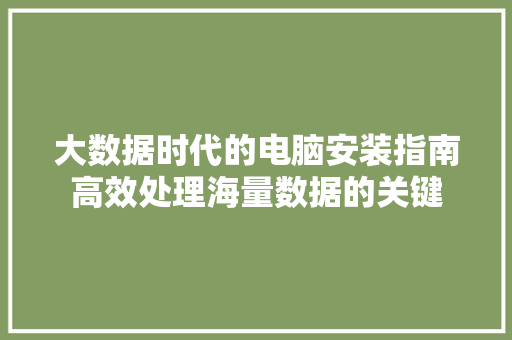 大数据时代的电脑安装指南高效处理海量数据的关键  第1张