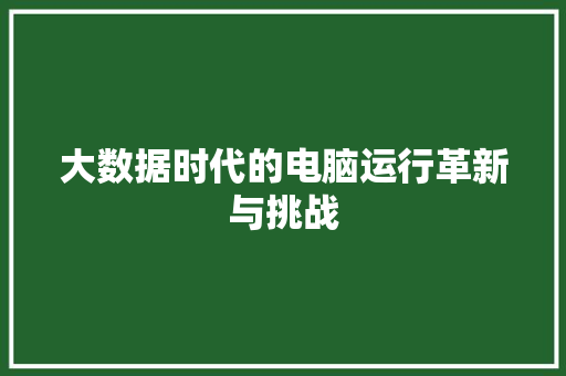 大数据时代的电脑运行革新与挑战  第1张