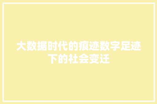 大数据时代的痕迹数字足迹下的社会变迁