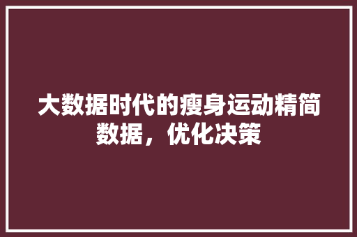 大数据时代的瘦身运动精简数据，优化决策