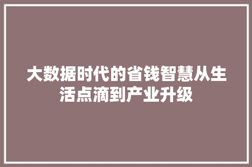 大数据时代的省钱智慧从生活点滴到产业升级
