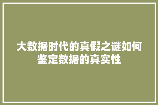 大数据时代的真假之谜如何鉴定数据的真实性  第1张