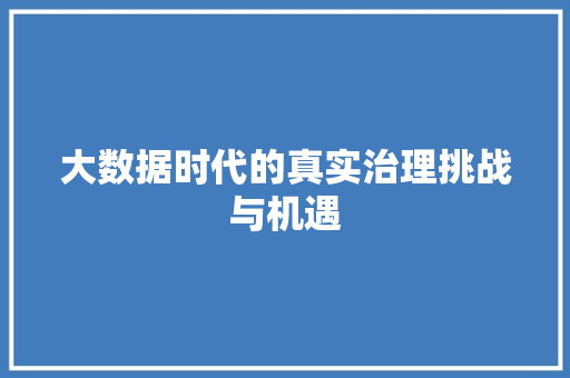 大数据时代的真实治理挑战与机遇  第1张