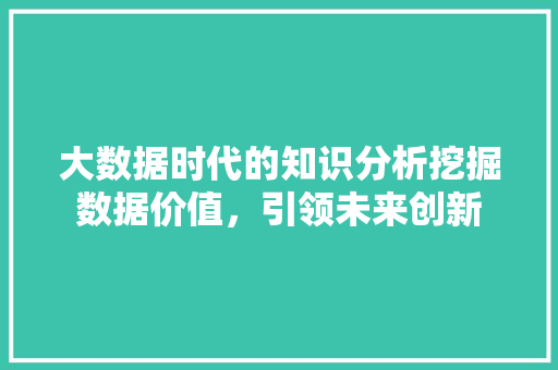 大数据时代的知识分析挖掘数据价值，引领未来创新  第1张