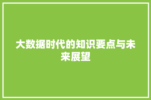 大数据时代的知识要点与未来展望