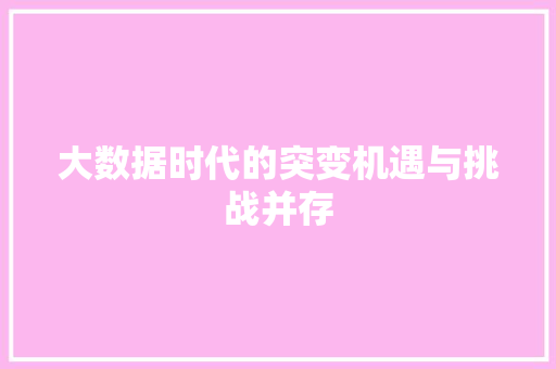大数据时代的突变机遇与挑战并存  第1张
