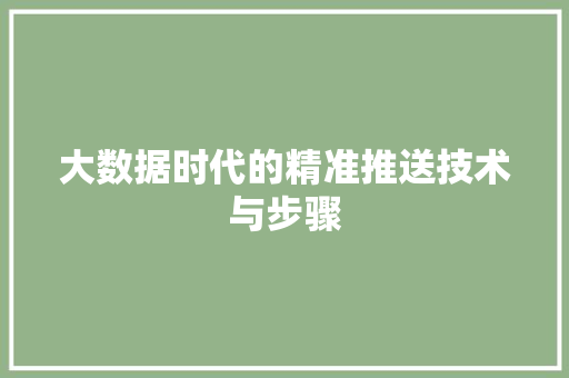 大数据时代的精准推送技术与步骤  第1张