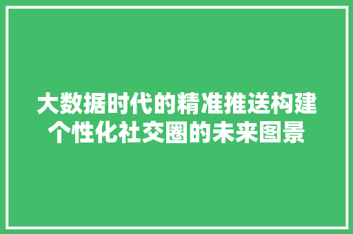 大数据时代的精准推送构建个性化社交圈的未来图景  第1张