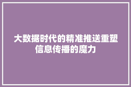 大数据时代的精准推送重塑信息传播的魔力  第1张